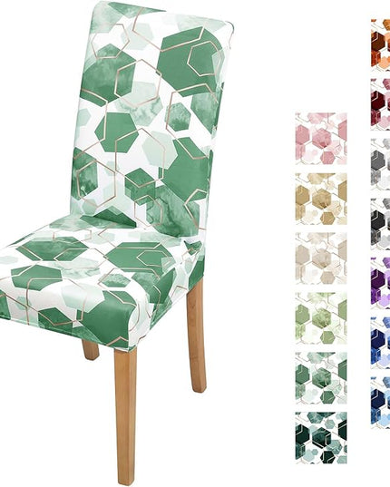 Gibelle Dining Room Chair Covers Set of 6, Soft Stretch Kitchen Chair Covers Slipcover Protector, Removable Washable Geometric Parson Chair Covers 6 Pack, Dark Cyan Gibelle