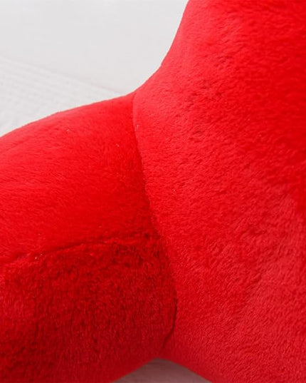 A Nice Night Faux Fur Reading Pillow Bed Wedge Large Adult Children Backrest with Arms Back Support for Sitting Up in Bed/Couch for Bedrest, Red - LeafyLoom
