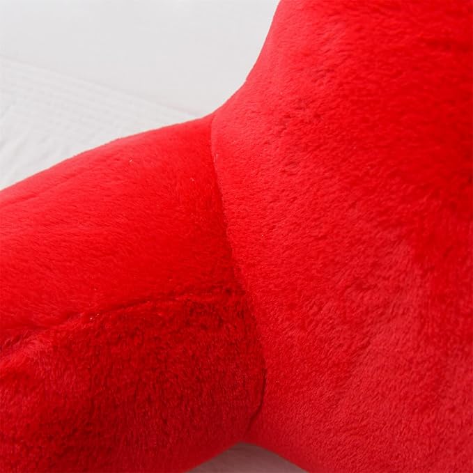A Nice Night Faux Fur Reading Pillow Bed Wedge Large Adult Children Backrest with Arms Back Support for Sitting Up in Bed/Couch for Bedrest, Red - LeafyLoom