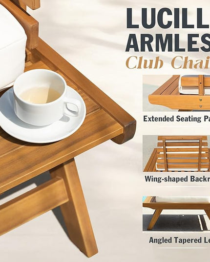 Lucille Set of 2 with End Table, Onesize, Armless Club Chairs - LeafyLoom