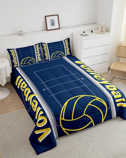 Feelyou Volleyball Bedding Set King Size Sports Game Comforter Set for Kids Boys Girls Decor Volleyball Player Comforter Microfiber Sports Gaming Duvet Set Bedroom Quilt Set - LeafyLoom