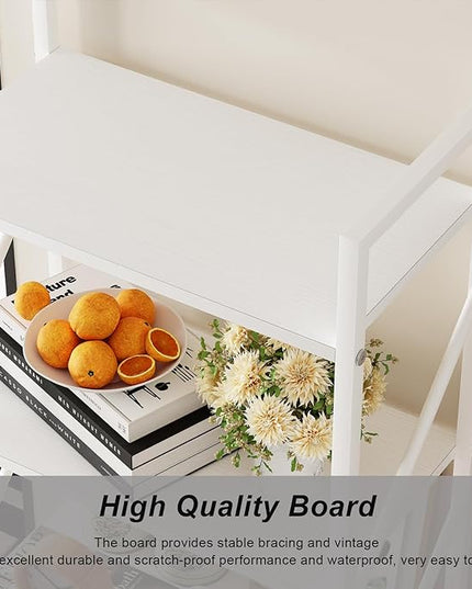 5 Tiers Bookshelf, Tall Bookcase,Classically Modern White Bookshelf Storage Organizer, Industrial Book Storage Rack,Open Shelving Wood Large Modern Bookshelf for Living Room/Bedroom/Home/Office, White - LeafyLoom