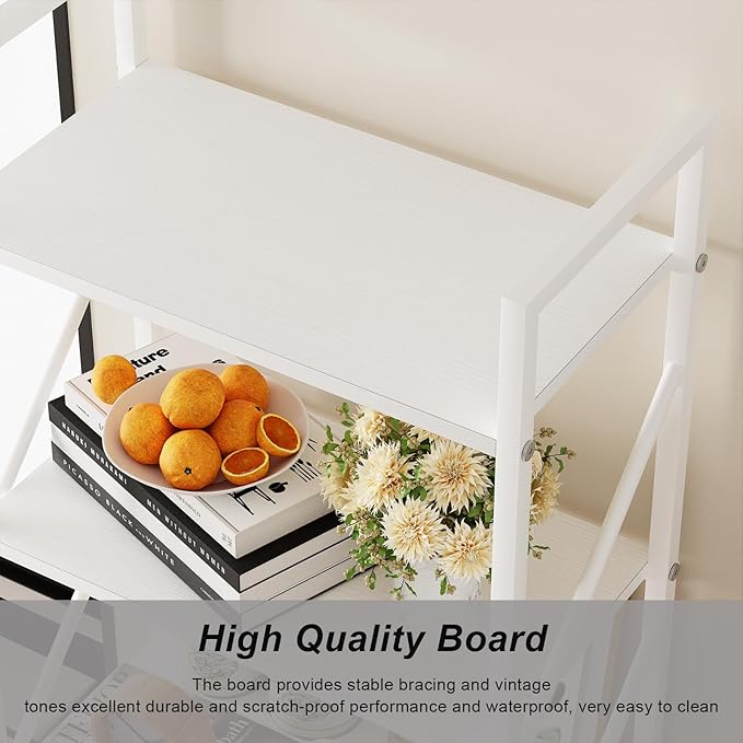 5 Tiers Bookshelf, Tall Bookcase,Classically Modern White Bookshelf Storage Organizer, Industrial Book Storage Rack,Open Shelving Wood Large Modern Bookshelf for Living Room/Bedroom/Home/Office, White - LeafyLoom