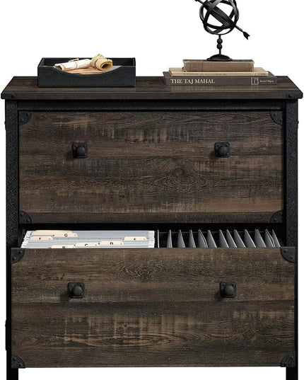 Sauder Steel River Lateral File, L: 30.08" x W: 20.75" x H: 29.53", Carbon Oak Finish - LeafyLoom