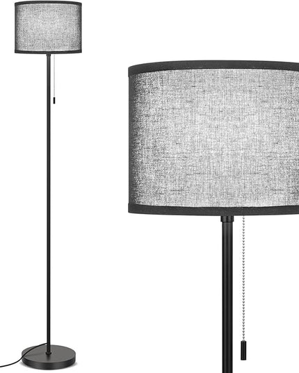FOLKSMATE Floor Lamp for Living Room, LED Modern Simple Standing Lamp, Black Tall Lamps for Bedroom, Living Room, Office, Kids Room and Reading, Minimalist Pole Lamp with Shade, without Bulb - LeafyLoom