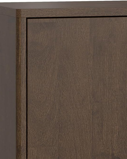 SIMPLIHOME Harper Solid Hardwood and Rubberwood 38 inch x 17 inch Rectangle Mid Century Modern 2 Door Sideboard Buffet/Storage Cabinet in Walnut Brown for The Dining Room and Kitchen - LeafyLoom