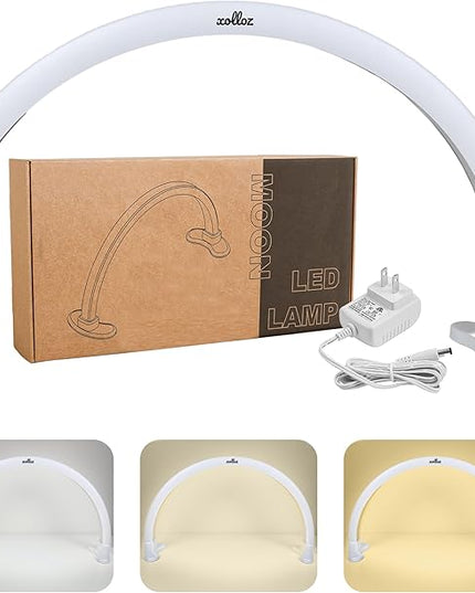 Half-Moon Nail Desk Lamp for Professionals, 3360 Lumen Led Light for Nails, Perfect Led Manicure Desk Lamp | Tattoo Light | Lash Tech Light | Manicure Light Led (White) (Two Knobs) - LeafyLoom