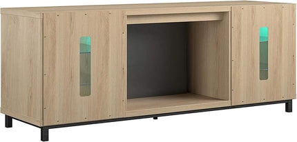 Ameriwood Home Lumina Fireplace TV Stand, Deluxe 70", Blonde Oak - LeafyLoom