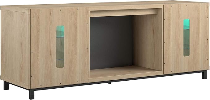 Ameriwood Home Lumina Fireplace TV Stand, Deluxe 70", Blonde Oak - LeafyLoom