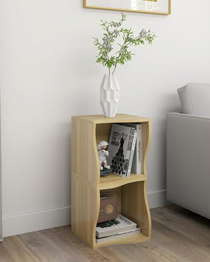 ECYIL Double Layered Independent Storage Rack, Full Circular Color Blocking Bookshelf, Suitable for Home, Office, Living Room, etc (nature1) - LeafyLoom