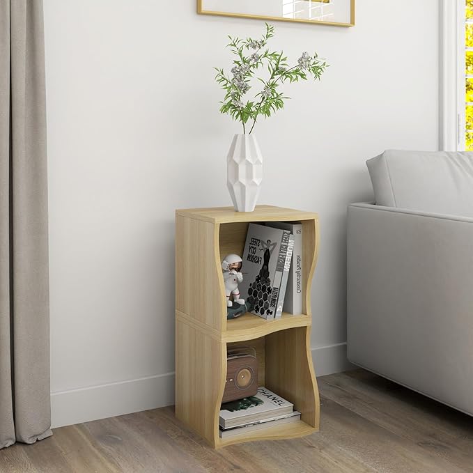 ECYIL Double Layered Independent Storage Rack, Full Circular Color Blocking Bookshelf, Suitable for Home, Office, Living Room, etc (nature1) - LeafyLoom