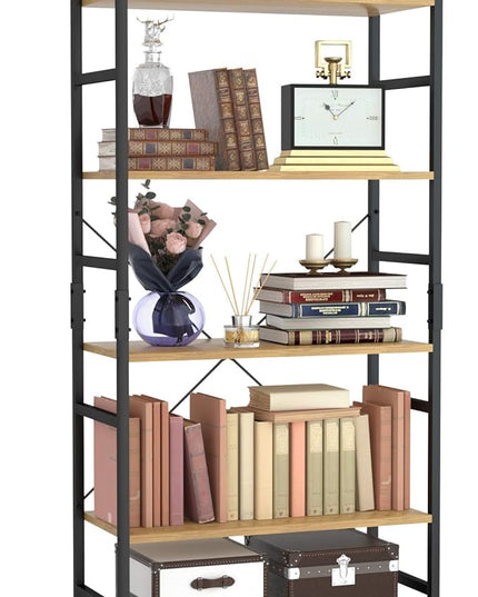 NUMENN 5 Tier Bookshelf, Tall Bookcase Shelf Storage Organizer, Modern Book Shelf for Bedroom, Living Room and Home Office, Natural - LeafyLoom