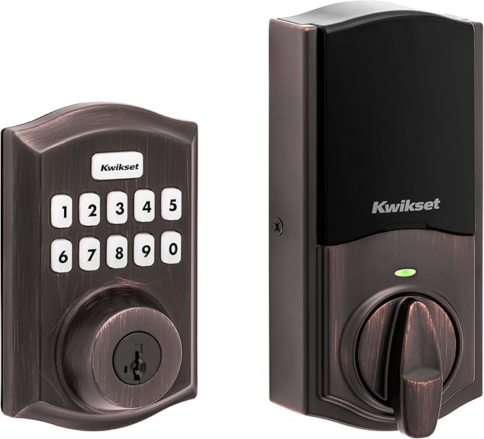 Kwikset HomeConnect 620 Z-Wave Long Range Enabled Keypad Smart Lock with Convenient Keyless Entry, Customizable User Codes, S2 Security and SmartStart Provisioning Venetian Bronze Traditional Kwikset