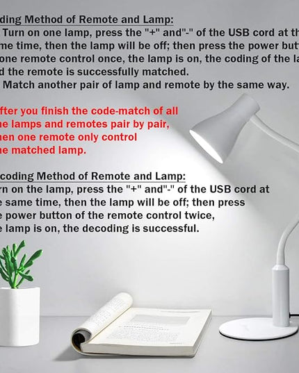 LED Desk Lamp, 3 Lighting Modes and 6 Brightness Levels, 10W Flexible Gooseneck Table Lamp for Living Room and Study, Remote Control with Timing Function, AC Adapter Included (White) - LeafyLoom
