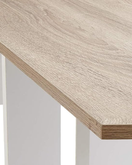 Dakota L-Shaped Desk with Bookshelves, White/Sonoma Oak - LeafyLoom