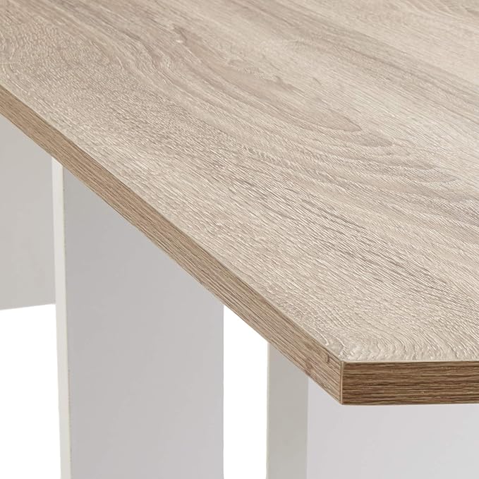 Dakota L-Shaped Desk with Bookshelves, White/Sonoma Oak - LeafyLoom