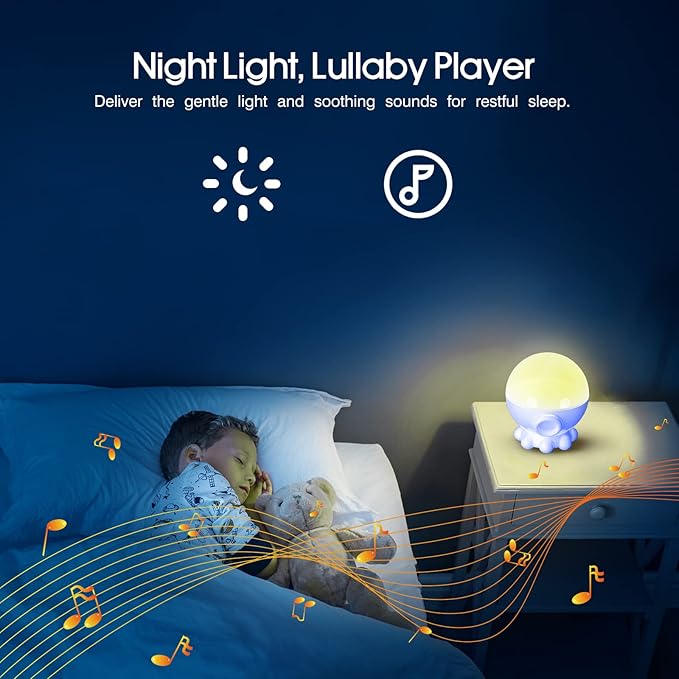 Night Light Projector Christmas Gift for Kids, Kids Toys for Girls Boys, Star Moon & Ocean Projection for 2-10 Year Old Girls, Lullaby Songs, Toddler Toys,Adjustable 360-Degree Rotation,Octopus Decor - LeafyLoom
