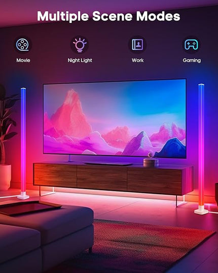 sympa RGB+IC Floor Lamp-63''Smart LED Corner Lamp with Alexa,Color Changing Standing Floor Lamp with 16 Million DIY Colors and Music Sync,Modern Floor Lamp for Living Room,Bedroom and Gaming Room - LeafyLoom
