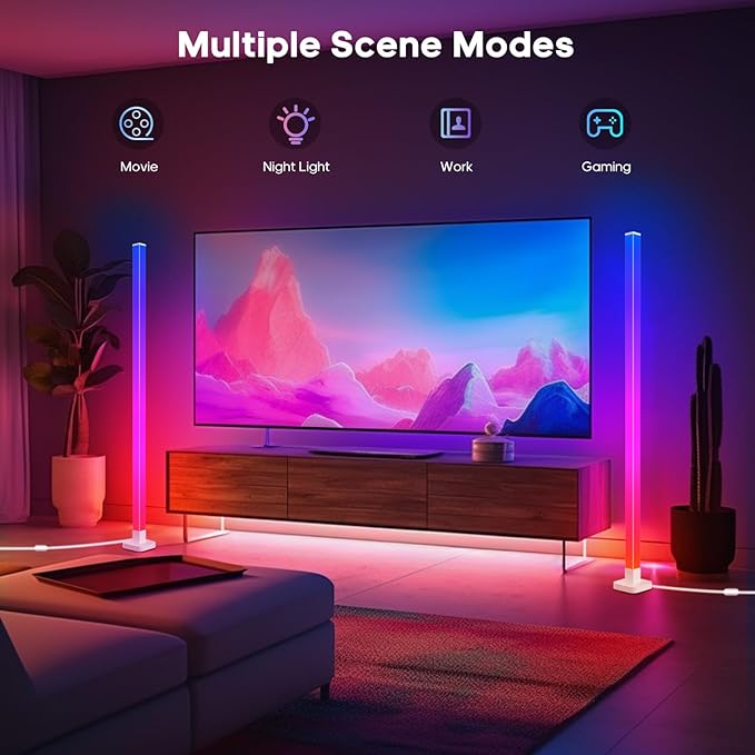 sympa RGB+IC Floor Lamp-63''Smart LED Corner Lamp with Alexa,Color Changing Standing Floor Lamp with 16 Million DIY Colors and Music Sync,Modern Floor Lamp for Living Room,Bedroom and Gaming Room - LeafyLoom