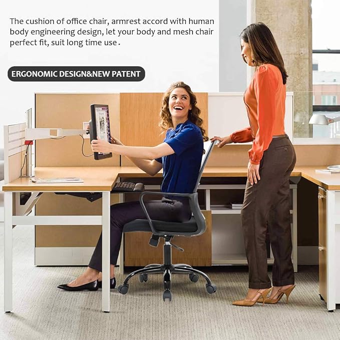 Home Office Chair Ergonomic Desk Chair Swivel Rolling Computer Chair Executive Lumbar Support Task Mesh Chair Adjustable Stool for Women Men (White) - LeafyLoom