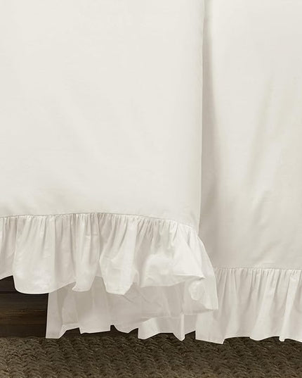 Lush Decor Reyna Ruffle 100% Cotton Duvet Cover Set - 3 Piece Cozy Ruffled Bedding Set - Timeless Elegance and Comfort - California King, White - LeafyLoom