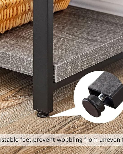 BON AUGURE Rustic Console Table Behind Sofa, Industrial Entryway Table with Storage Shelves, 3 Tier Long Bookshelf for Entry (55 Inch, Dark Grey Oak) - LeafyLoom