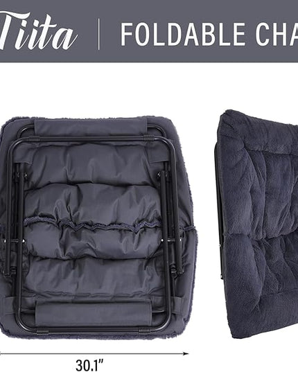 Tiita Comfy Saucer Chair, Soft Faux Fur Oversized Folding Accent Chair, Lounge Lazy Chair for Kids Teens Adults, Metal Frame Moon Chair for Bedroom, Living Room, Dorm Rooms - LeafyLoom