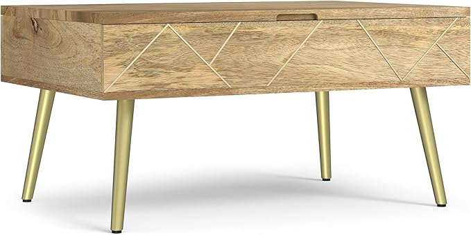 SIMPLIHOME Jager Lift Top Coffee Table, 36 inch, Natural - LeafyLoom