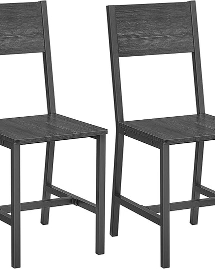 VASAGLE Dining Chair Set of 2, Rustic Wood Chairs with Metal Steel Frame, Easy to Assemble, Comfortable Seat, Modern Farmhouse Chair for Kitchen, Bedroom, Living Room, Charcoal Gray and Ink Black - LeafyLoom