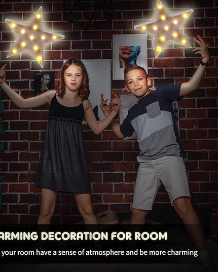 4 Pcs Star Plastic Night Light Battery Operated LED Marquee Star Sign Star Shaped Party Movie Theater Decor Room Wall Lamp for Kids Baby Child Girl Gifts, Birthday Party Christmas Home Bar (White) - LeafyLoom