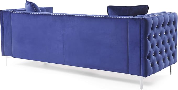 Glory Furniture Paige Sofa, Blue. Living Room Furniture, 30" H x 86" W x 34" D - LeafyLoom