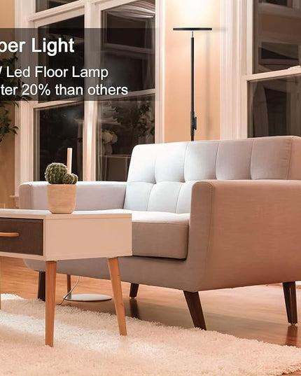 Dimunt and JOOFO LED Floor Lamps Bundle - 27W/2000LM Main Light with 7W/350LM Reading Lamp and 30W/2400LM 3 Color Temperature Torchiere Pole Light - LeafyLoom