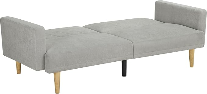 Folding Futon Sofa Tapered Wood Legs,Modern Space Saving Couch,Easily Converts to Single Bed,Easy Assembly,Multi-Functional Loveseat Ideal for Small Home Living Room,Grey, 76" - LeafyLoom