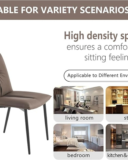 YOUTASTE Dining Chairs Set of 2 Mid Century Modern Kitchen Chairs Soft Padded Side Chairs Dinner Chairs with Metal Legs for Living Room Bedroom, Brown - LeafyLoom