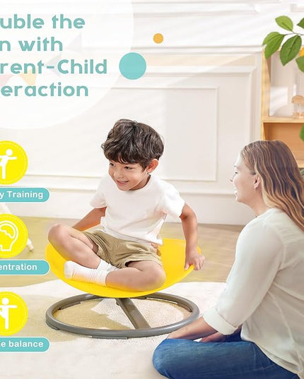 Spinning Chair for Kids Autism Sensory Products Sit and Spin Autism Toys Sensory Chair ADHD Chair Swivel Chair Training Body Coordination (Yellow) - LeafyLoom