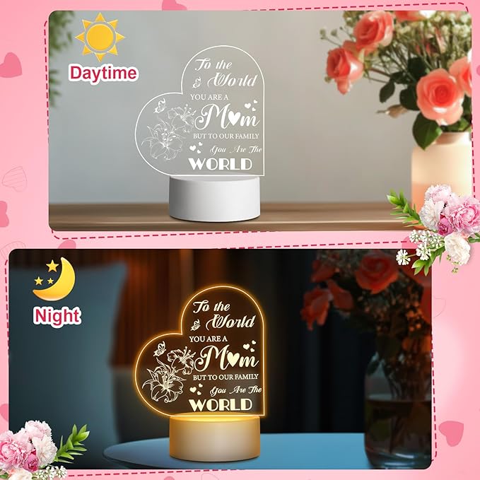 Linkax Mom Birthday Gifts, Gifts for Mom from Daughter Son, Mom Gifts Room Decorative Ideas Engraved Night Light, Thanksgiving Mothers Day Christmas Birthday Gifts for Mom, Best Mom Ever Gifts - LeafyLoom