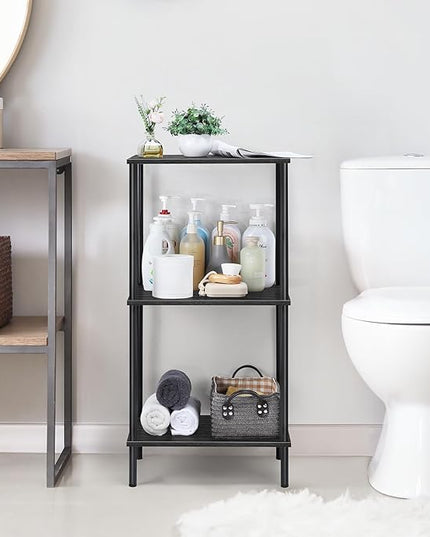 melos 3 Tier Bookshelf, Classically Tall Bookcase Shelf Storage Organizer, Modern Book Shelf for Bedroom, Living Room and Home Office, Black - LeafyLoom