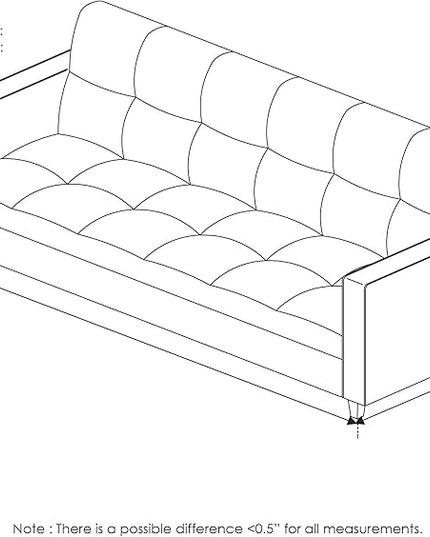 Furinno Brive Contemporary Tufted Faux Leather 3-Seater Sofa Couch for Living Room, White Faux Leather - LeafyLoom