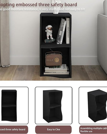 ECYIL Double Layered Independent Storage Rack, Full Circular Color Blocking Bookshelf, Suitable for Home, Office, Living Room, etc (black1) - LeafyLoom