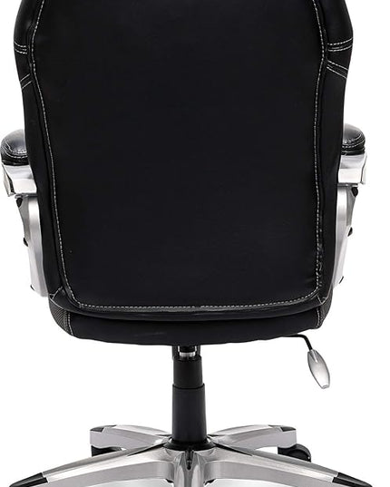Serta Executive Office Padded Arms, Adjustable Ergonomic Gaming Desk Chair with Lumbar Support, Faux Leather and Mesh, Gray/Black - LeafyLoom