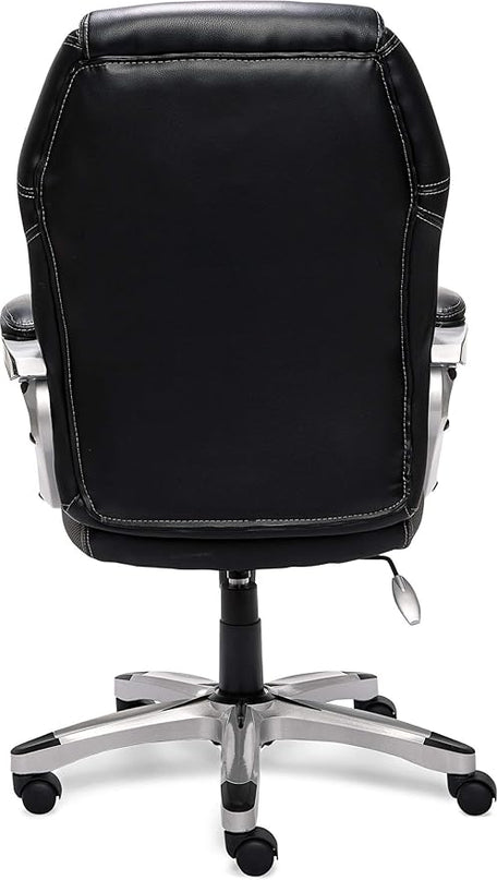 Serta Executive Office Padded Arms, Adjustable Ergonomic Gaming Desk Chair with Lumbar Support, Faux Leather and Mesh, Gray/Black - LeafyLoom