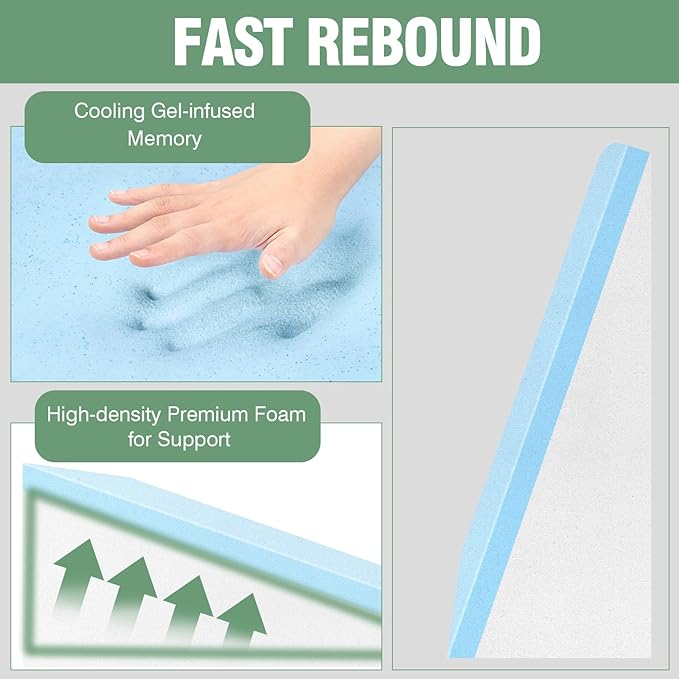 10" Bed Wedge Pillow for Sleeping,Cooling Memory Foam Top,Memory Foam Wedge Pillow for Legs and Back Support,Triangle Wedge Pillow for Acid Reflux Relief & Snoring - LeafyLoom