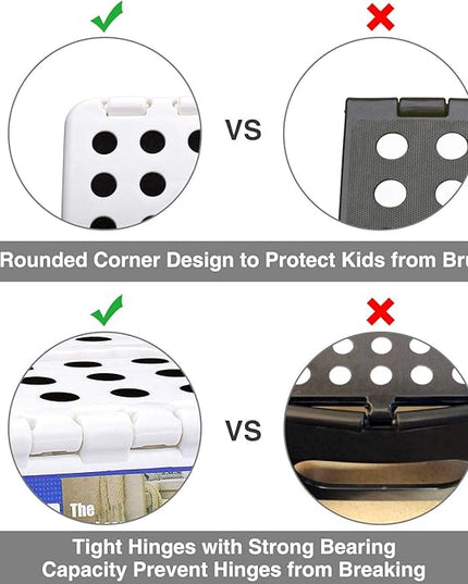 Delxo 9” Folding Step Stool in White,1 Pack Premium Heavy Duty Foldable Stool for Kids,Portable Collapsible Plastic Step Stool,Non Slip Folding Stools for Kitchen Bathroom Bedroom - LeafyLoom