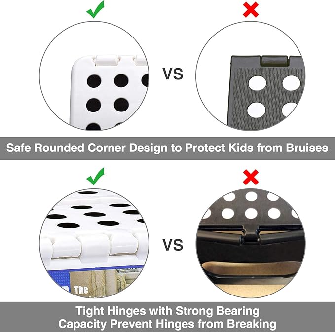 Delxo 9” Folding Step Stool in White,1 Pack Premium Heavy Duty Foldable Stool for Kids,Portable Collapsible Plastic Step Stool,Non Slip Folding Stools for Kitchen Bathroom Bedroom - LeafyLoom