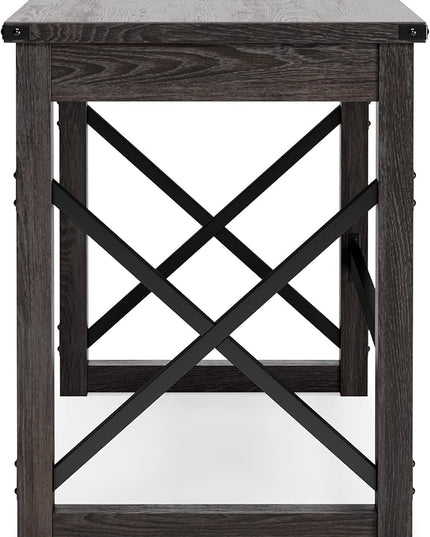 Signature Design by Ashley Freedan Rustic Farmhouse Home Office Desk, Dark Gray - LeafyLoom