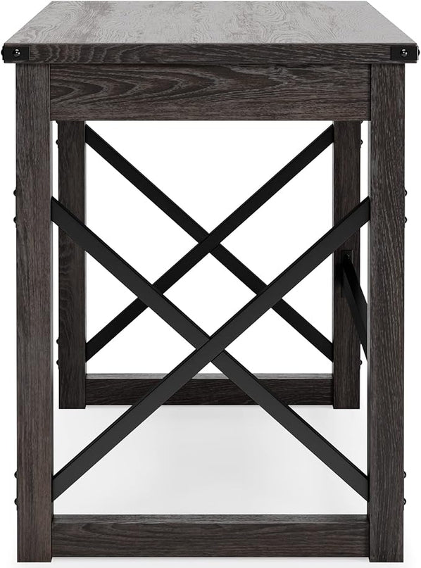 Signature Design by Ashley Freedan Rustic Farmhouse Home Office Desk, Dark Gray - LeafyLoom