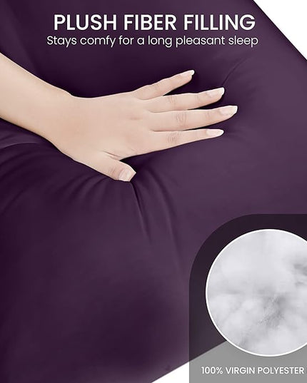 Utopia Bedding Full Body Pillow for Adults (Purple, 20 x 54 Inch, Pack of 06) Long Pillow for Sleeping, Large Pillow Insert for Side Sleepers - LeafyLoom