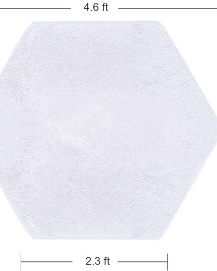 junovo Ultra Soft Rug for Nursery Children Room Baby Room Home Decor Dormitory Hexagon Carpet for Playhouse Princess Tent Kids Play Castle, Diameter 4.6 ft, White - LeafyLoom