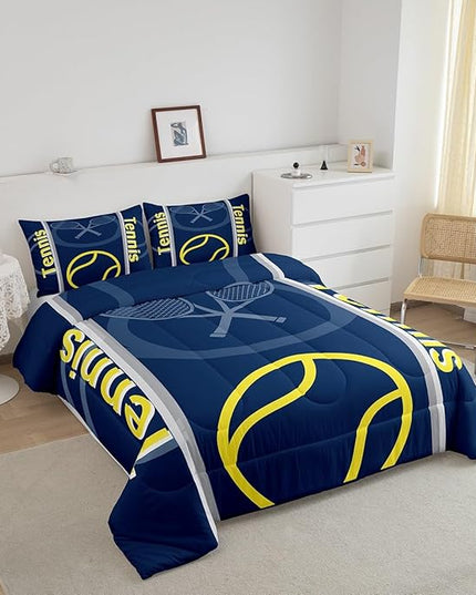 Feelyou Kids Tennis Comforter Set Full Size Tennis Sports Bedding Set for Boys Girls Teens Bedroom Decor Tennis Gaming Comforter Women Men Tennis Lovers Duvet Set with 2 Pillow Case - LeafyLoom