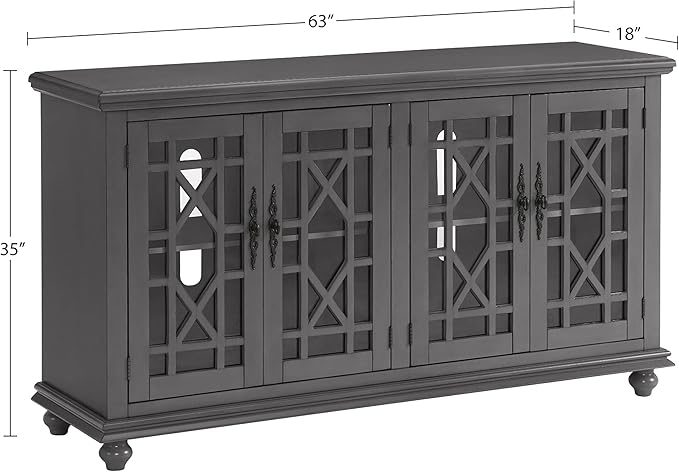 Martin Svensson Home Elegant TV Stand, 63" W x 35" H, Grey - LeafyLoom